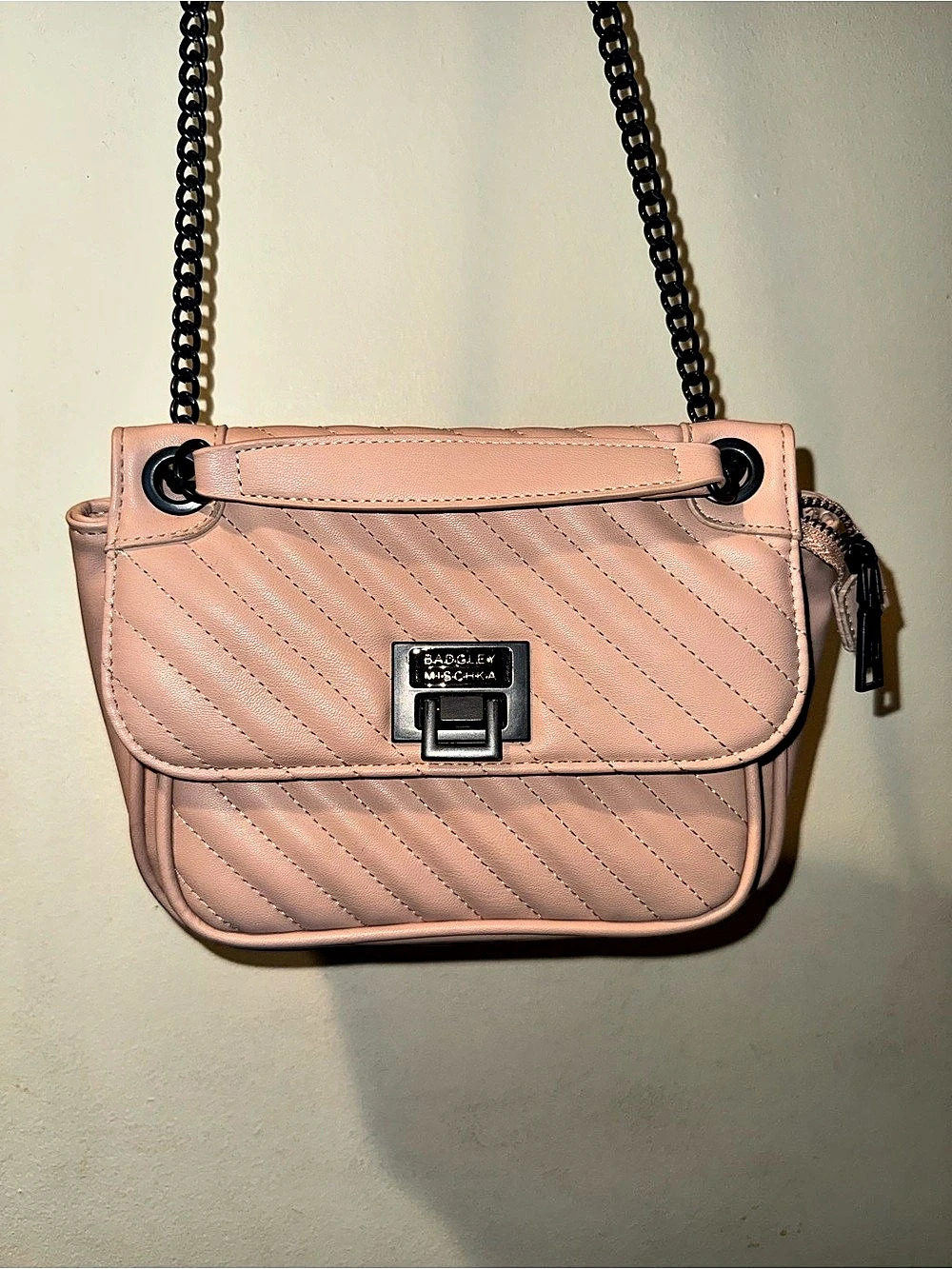 Badgley Mischka pink quilted crossbody